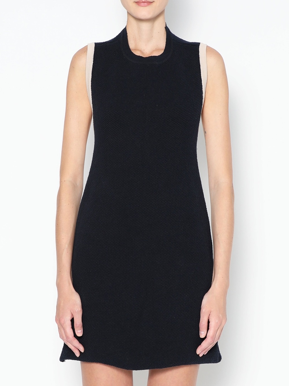 Jacquemus Navy Mini Dress with Cream Shoulder Trim